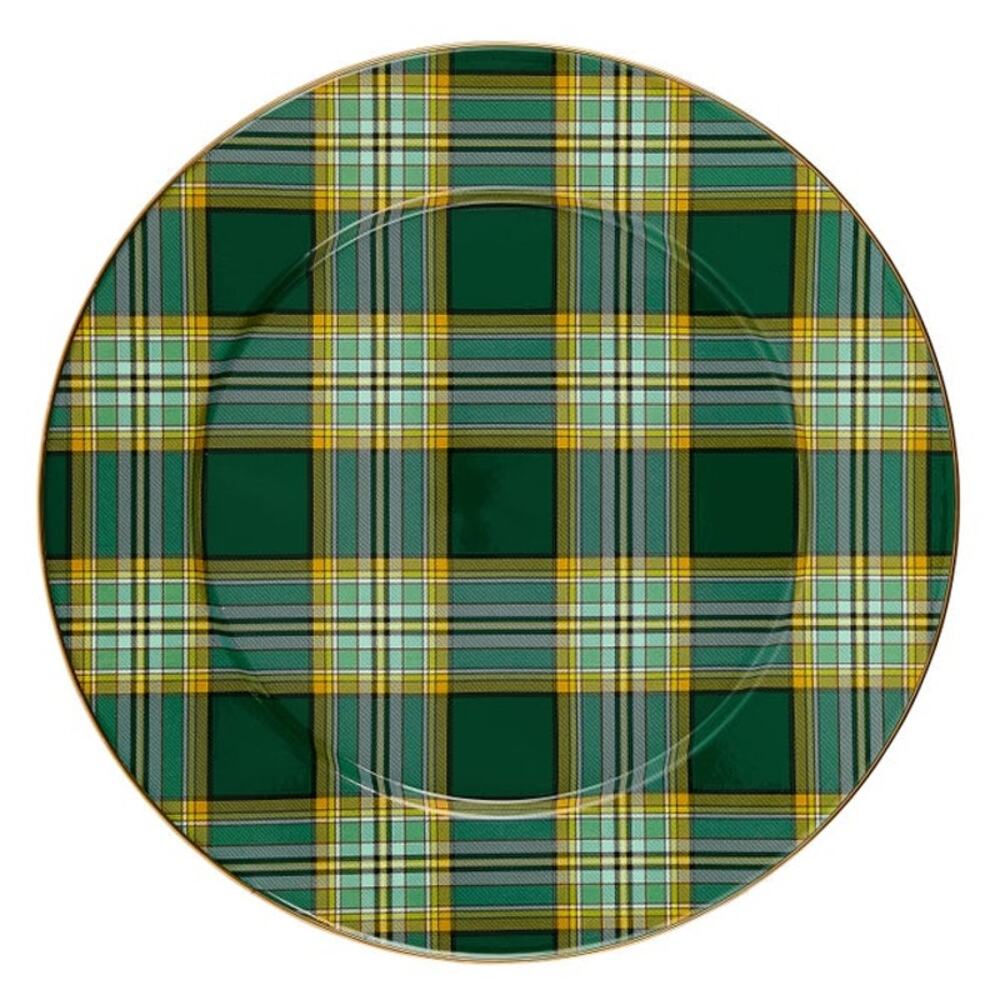 NEW Mackenzie-Childs Tartan Green Charger Plate 12in
